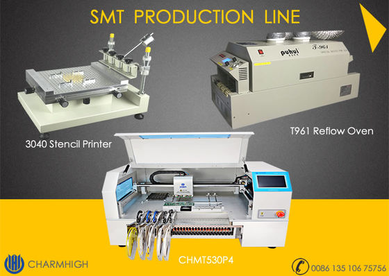 خط تولید پیشرفته SMT ، 4 هد انتخاب و دستگاه CHMT530P4 ، چاپگر 3040 ، کوره Reflow T961